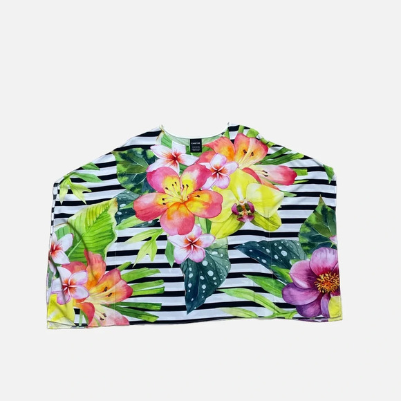 Cartise Blouse Top Floral Stripe Printed Kimono Size 10 Watercolour - Picture 8 of 14